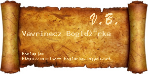 Vavrinecz Boglárka névjegykártya